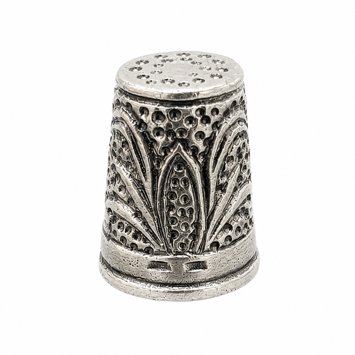 Victorian Cornhusker & Wheat Sterling Silver Thimble – Ornate 925 Silver Sewing Collectible