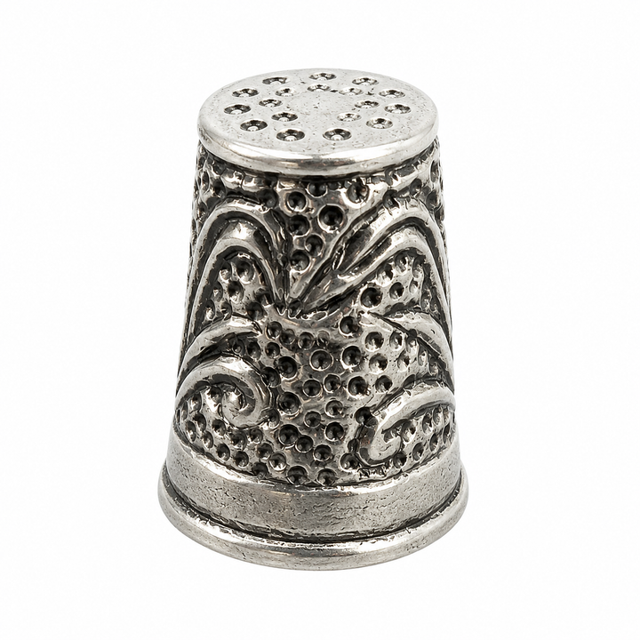 Victorian Cornhusker & Wheat Sterling Silver Thimble – Ornate 925 Silver Sewing Collectible