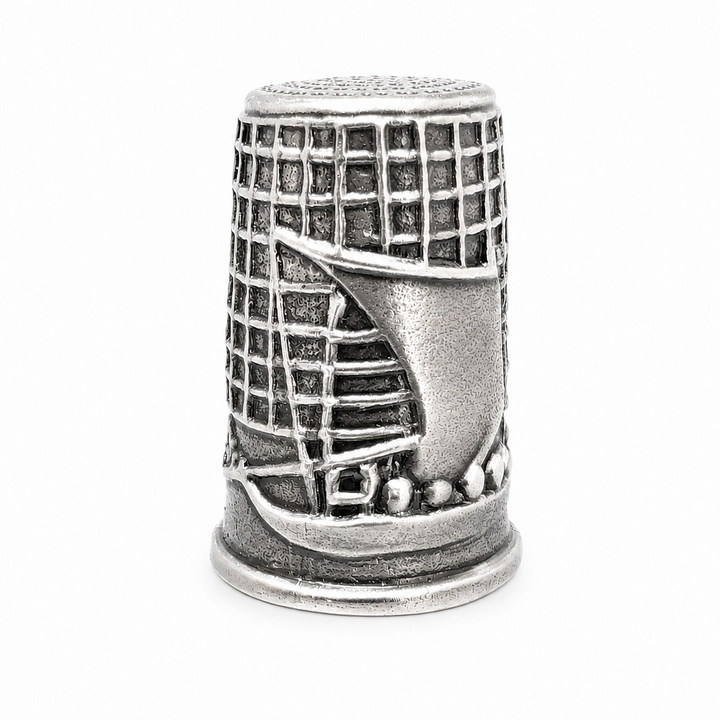 Victorian Style Sterling Silver Viking Ship Thimble – Ornate 925 Silver Collectible – 1 Inch Tall