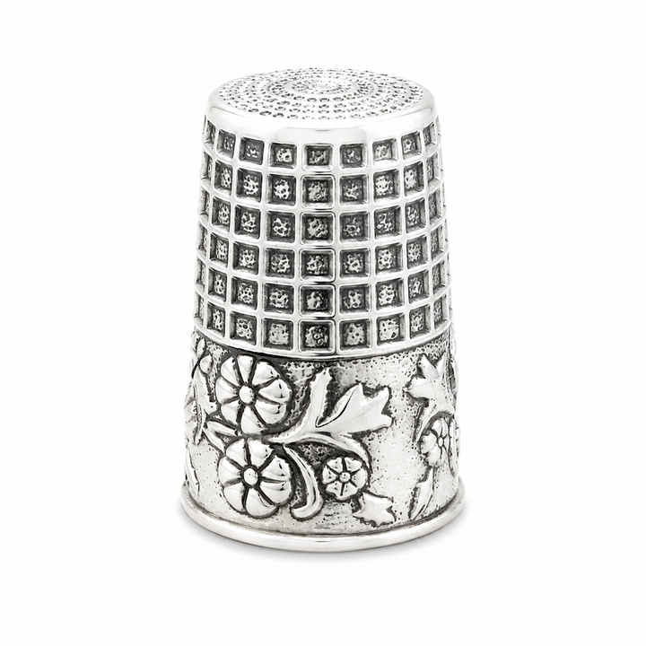Victorian Style Sterling Silver Butterfly Thimble – Ornate Floral 925 Silver Collectible – 1 Inch Tall