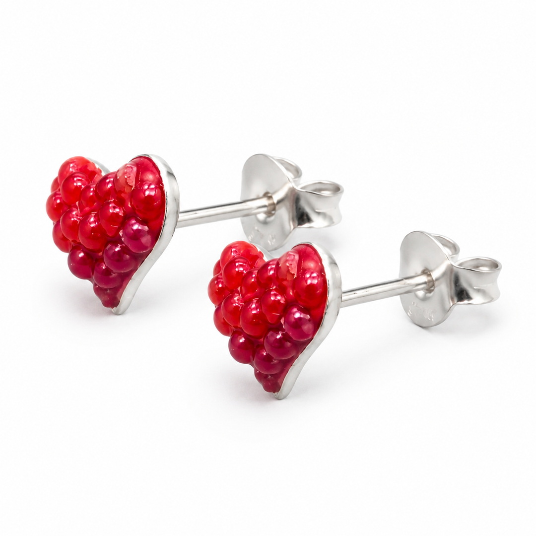 Sterling Silver Created Pearl Heart Post Earrings in Multiple Colors – Petite 1/2 x 1/4 Inch Stud Earrings
