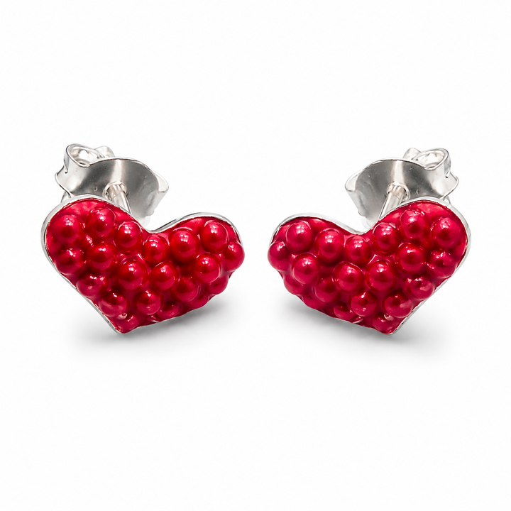 Sterling Silver Created Pearl Heart Post Earrings in Multiple Colors – Petite 1/2 x 1/4 Inch Stud Earrings