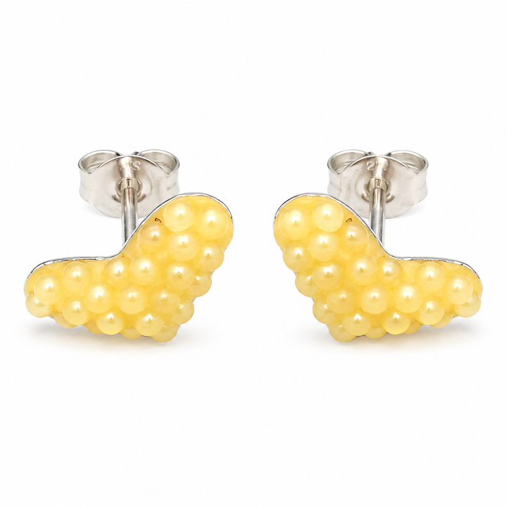 Sterling Silver Created Pearl Heart Post Earrings in Multiple Colors – Petite 1/2 x 1/4 Inch Stud Earrings