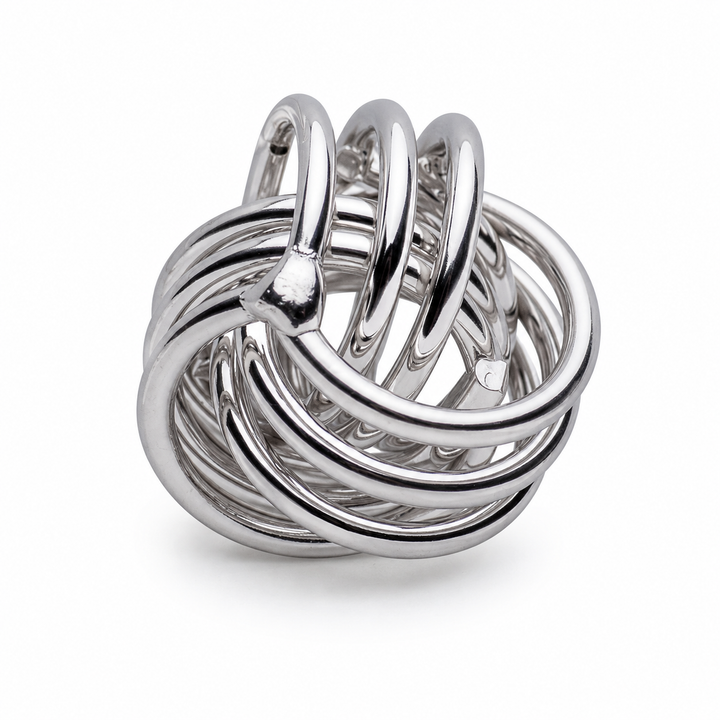 Sterling Silver Woven Love Knot Pendant – 0.5 Inch Rhodium-Plated Interlocking Circle Pendant, Chain Not Included