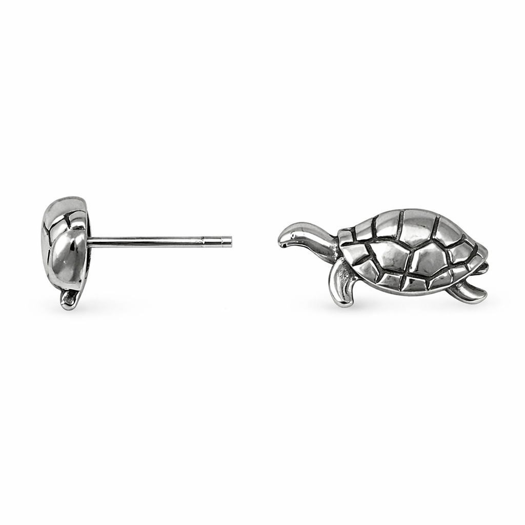 0.35" Sterling Silver Turtle Stud Earrings – Sea Turtle Post Earrings