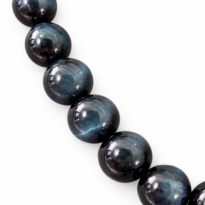 12mm Blue Tiger Eye (Hawk’s Eye) Round Bead Strand – Natural Chatoyant Blue Tiger’s Eye Gemstone Beads