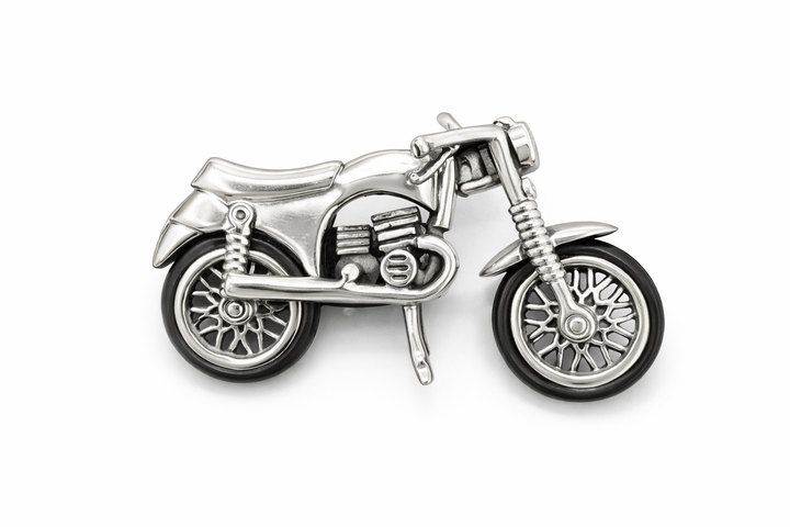 Sterling Silver Mini Motorcycle Figurine – 2 Inch Detailed Bike Model, 17g Solid Silver Collectible