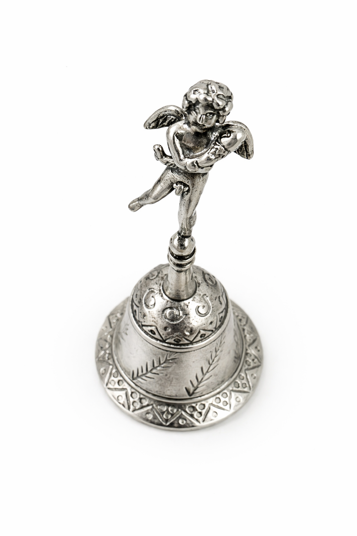 Sterling Silver Angel Bell – 2 3/8" Tall Solid Silver Collectible Hand Bell