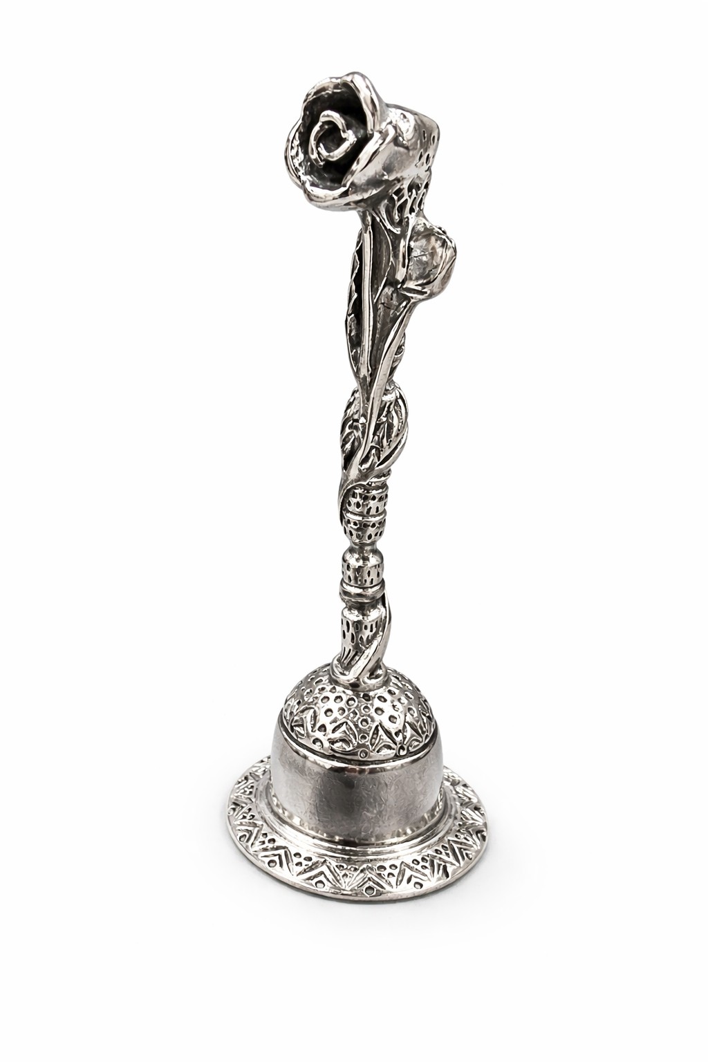 Sterling Silver Rose Miniature Figurine – 2.5" Tall Solid Silver Floral Sculpture 13.9g