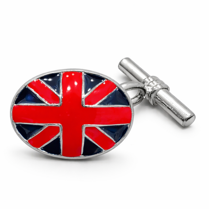 Union Jack Enamel Cufflinks – Sterling Silver Flag Cufflinks (0.8 Inch)