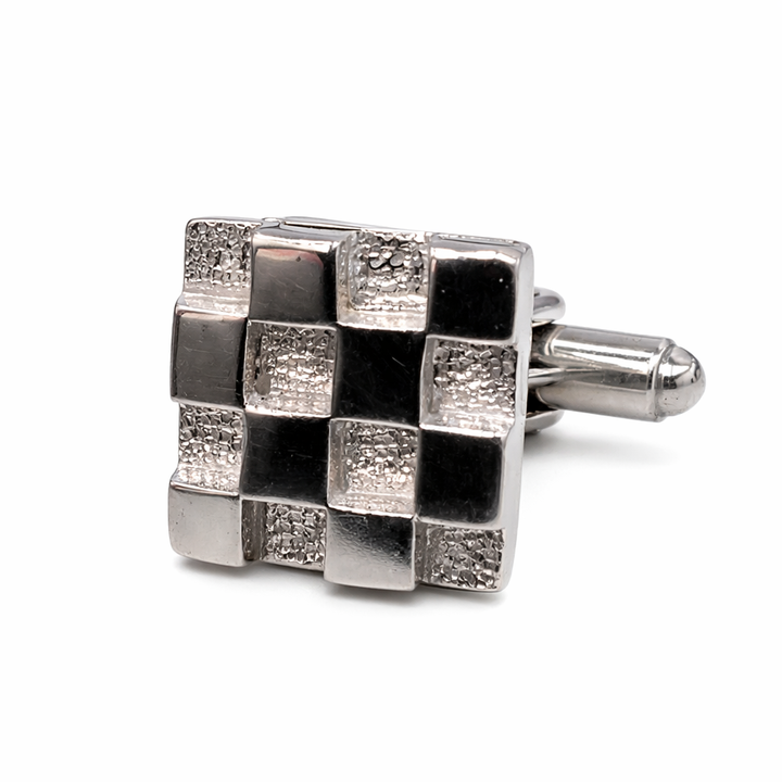 Sterling Silver Checkerboard Cufflinks – 0.5 Inch