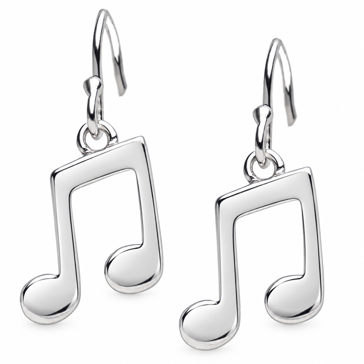 Sterling Silver Musical Note Dangle Earrings – 21.6 mm High-Polish Music Lover Earrings