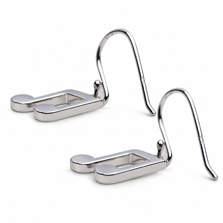 Sterling Silver Musical Note Dangle Earrings – 21.6 mm High-Polish Music Lover Earrings