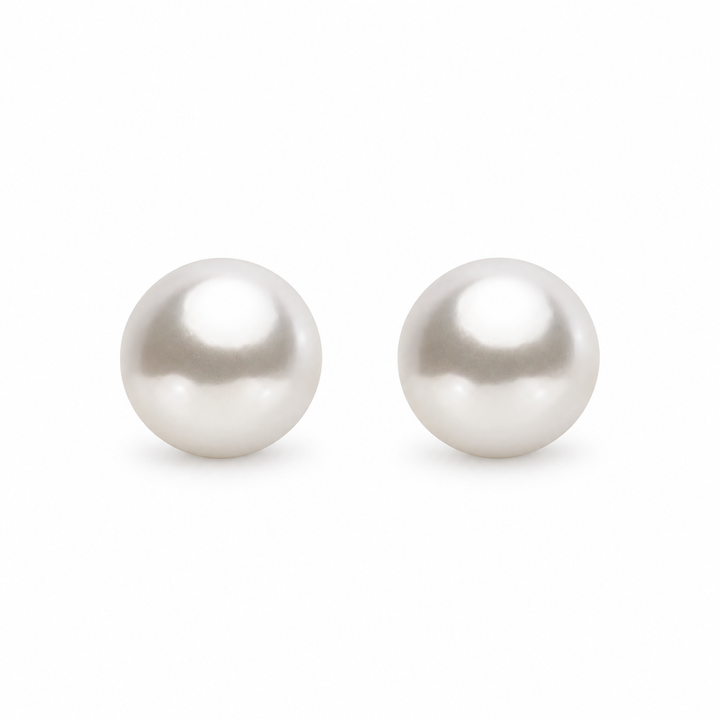 5 mm Created Pearl Stud Earrings – Classic Round Dark White Pearl Earrings