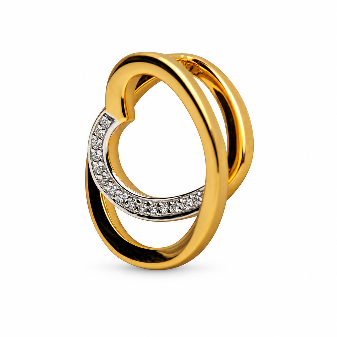 18K Yellow Gold Over Sterling Silver 3D Infinity Heart Pendant with Sparkling Diamond Simulants – 0.67 Inch Pendant Only
