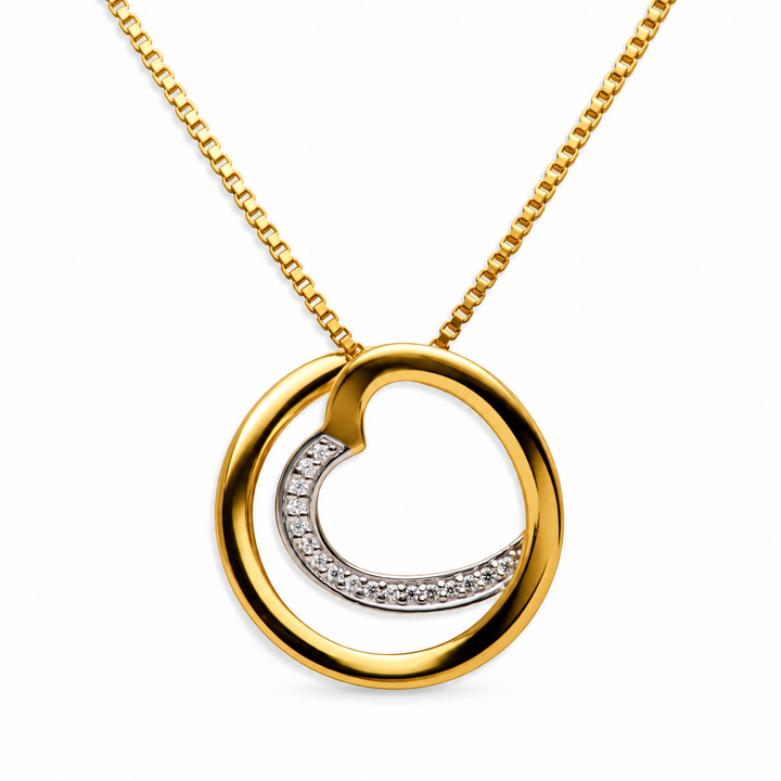 18K Yellow Gold Over Sterling Silver 3D Infinity Heart Pendant with Sparkling Diamond Simulants – 0.67 Inch Pendant Only
