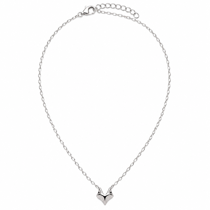 925 Sterling Silver Fox Head Necklace – Rhodium-Plated High-Polish Pendant with 17-Inch Chain and 1-Inch Adjustable Extension