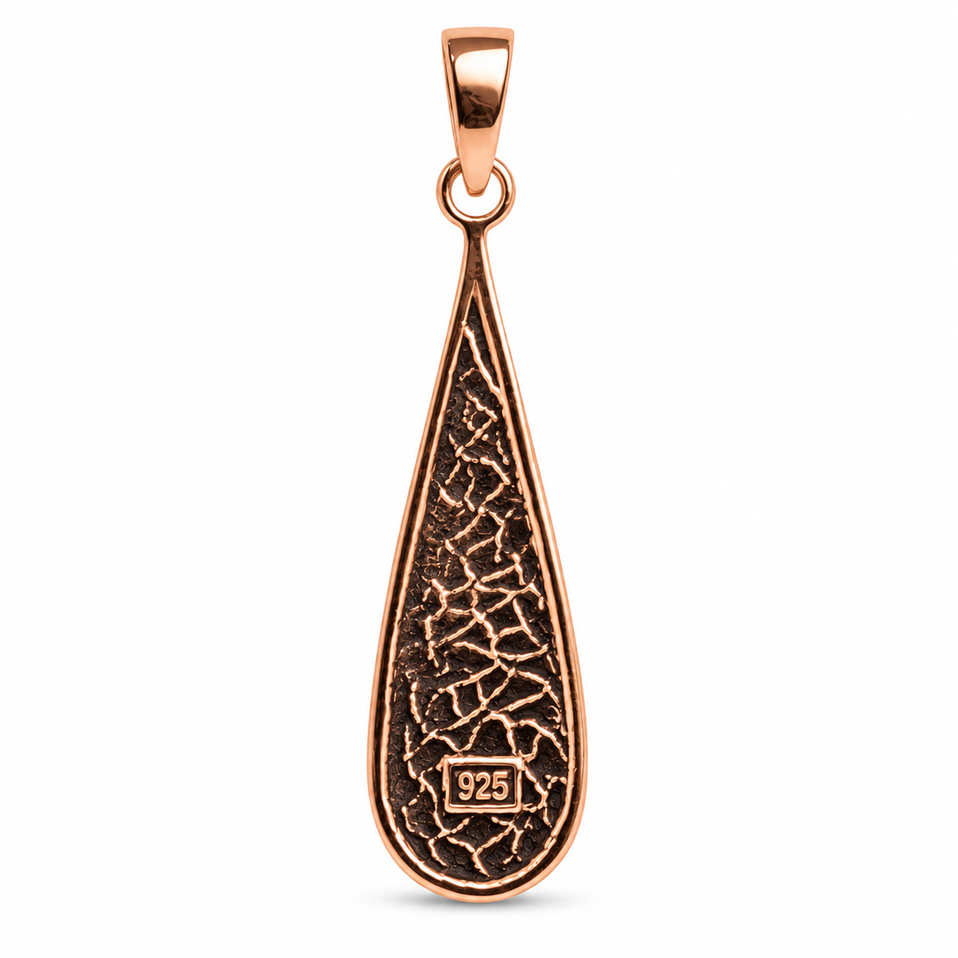 Pink Mother of Pearl Teardrop Pendant in 18K Rose Gold Over Sterling Silver – 1.62 Inch