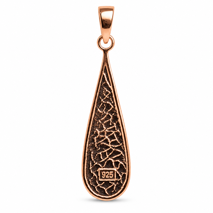 White Mother of Pearl Teardrop Pendant in 18K Rose Gold Over Sterling Silver – 1.62 Inch