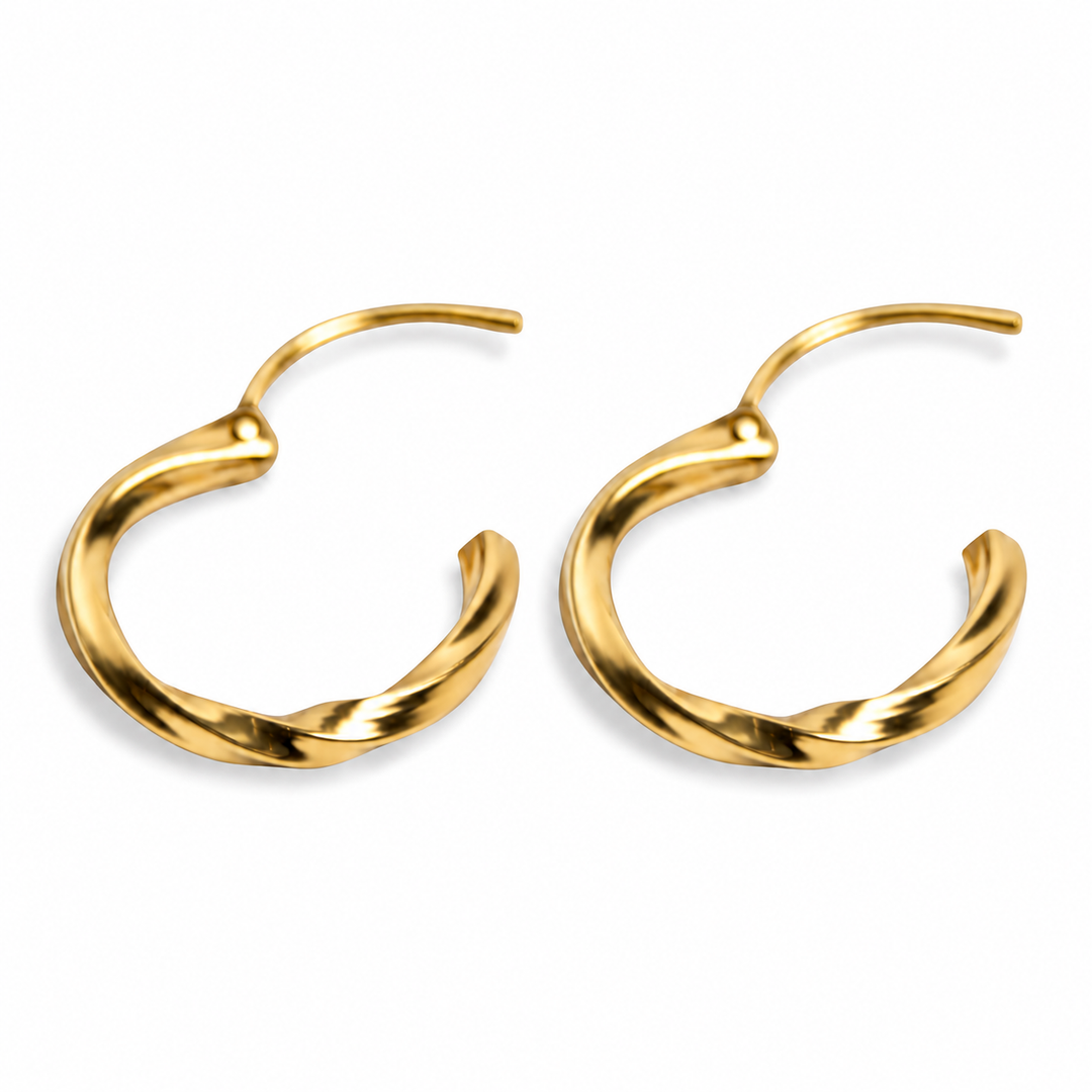 18K Yellow Gold Over Sterling Silver Slow Twist Endless Hoop Earrings – 0.60 Inch