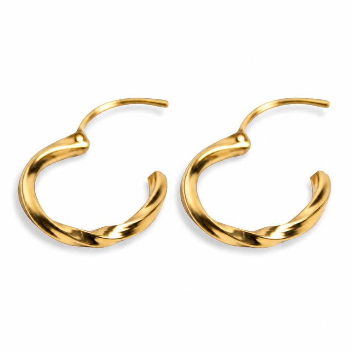 18K Yellow Gold Over Sterling Silver Slow Twist Endless Hoop Earrings – 0.60 Inch