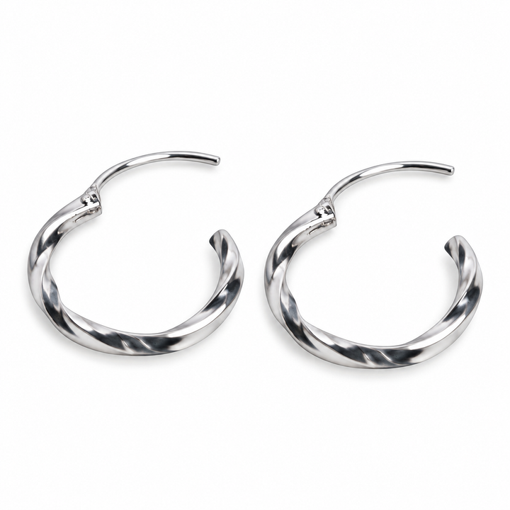 Oxidized Sterling Silver Slow Twist Hoop Earrings with Endless Wire Closure – 0.60 Inch