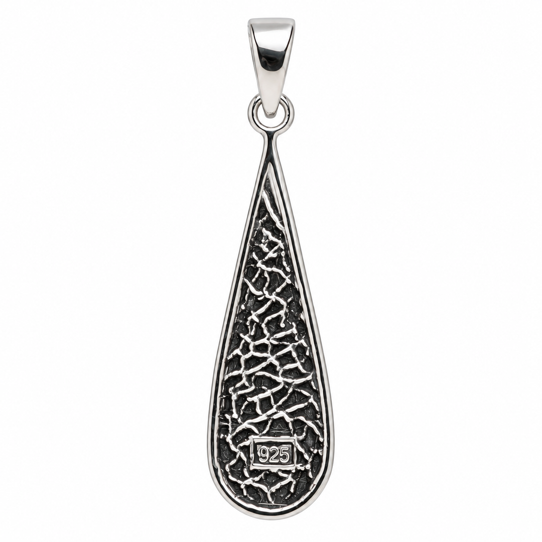 Golden Mother of Pearl Teardrop Pendant in Rhodium-Plated Sterling Silver – 1.62-Inch Inlay Jewelry