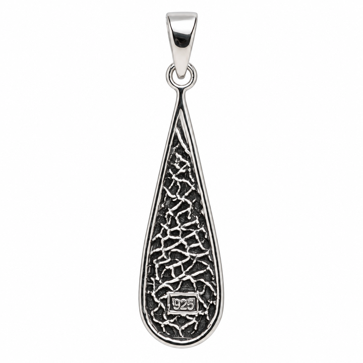 Golden Mother of Pearl Teardrop Pendant in Rhodium-Plated Sterling Silver – 1.62-Inch Inlay Jewelry