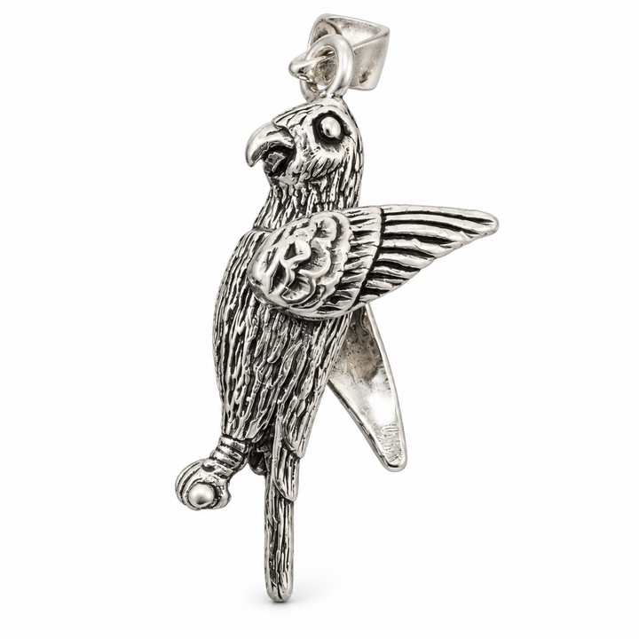Sterling Silver Movable Bird Pendant with Articulated Head and Wings – Detailed 1.25 Inch Bird Charm