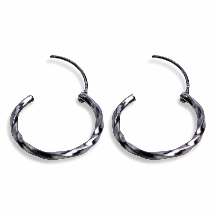 Rhodium-Plated Sterling Silver Slow-Twist Hoop Earrings with Endless Wire Closure
