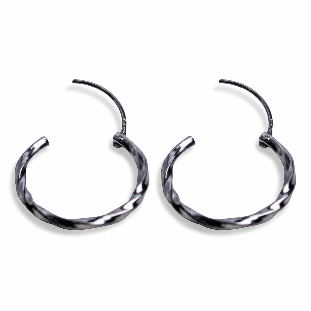 Petite Rhodium-Plated Sterling Silver Slow-Twist Hoop Earrings with Endless Wire Closure