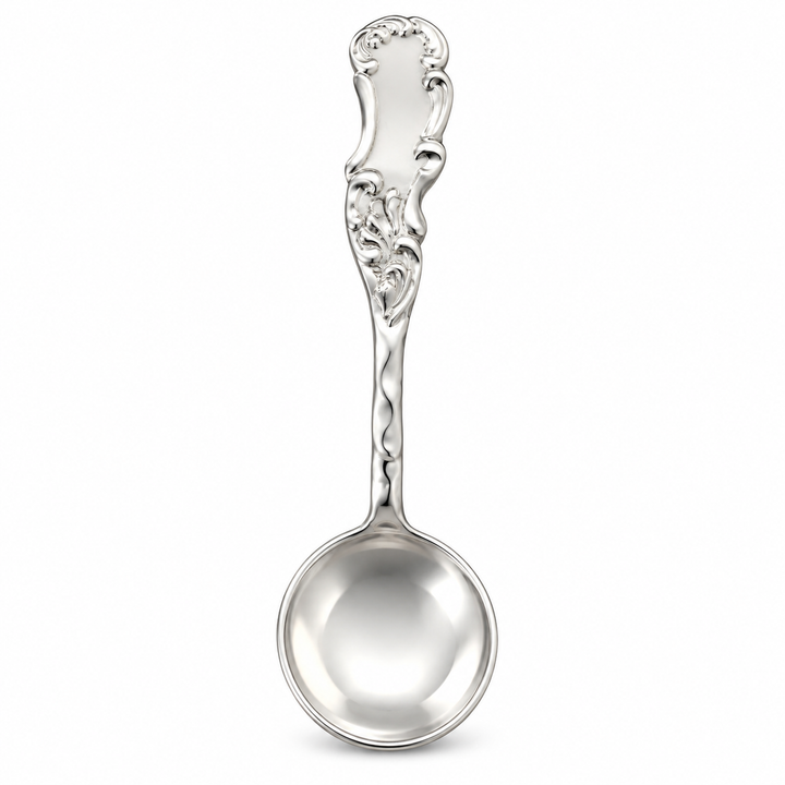 Ornate Sterling Silver Salt Spoon – 2.25 Inch Victorian-Style Miniature Spoon for Salt Cellars, Spices and Condiments