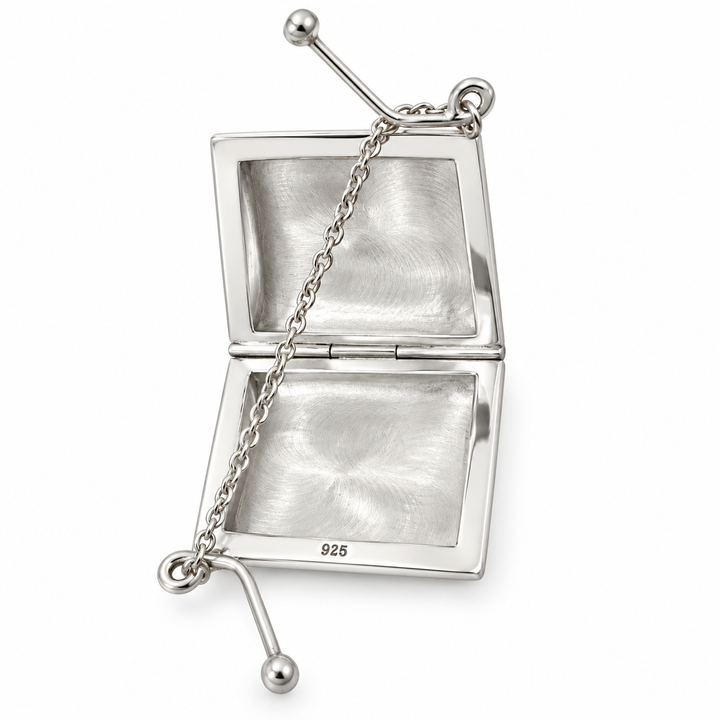 Sterling Silver Handbag-Shaped Keepsake Locket Pendant – Engraved Purse Charm – 1.65 Inch