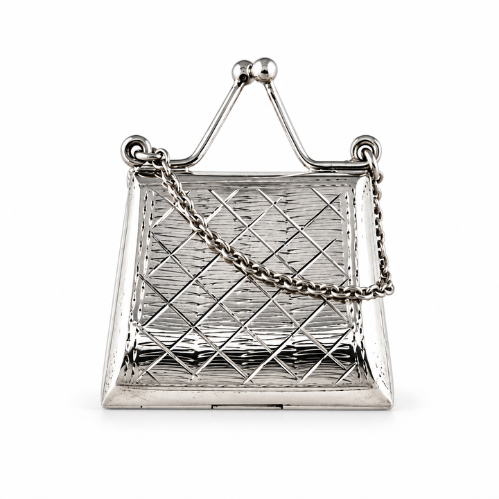 Sterling Silver Handbag-Shaped Keepsake Locket Pendant – Engraved Purse Charm – 1.65 Inch
