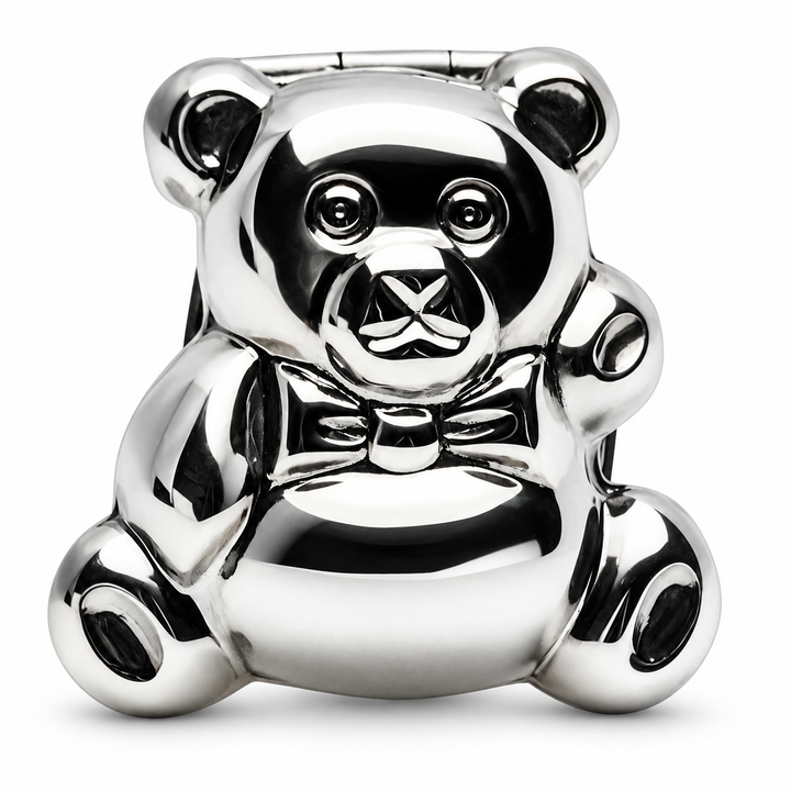 Handmade Sterling Silver Teddy Bear Keepsake Box or Ring Box with Hinged Lid – Hallmarked 925 – 1 Inch