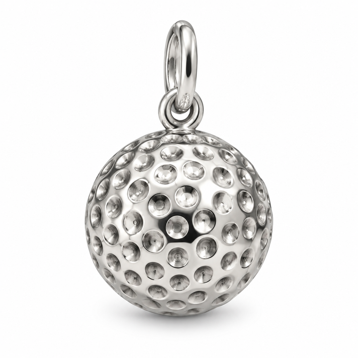 Sterling Silver Golf Ball Chime Pendant for Kitten or Cat Collar – 0.75 Inch Diameter