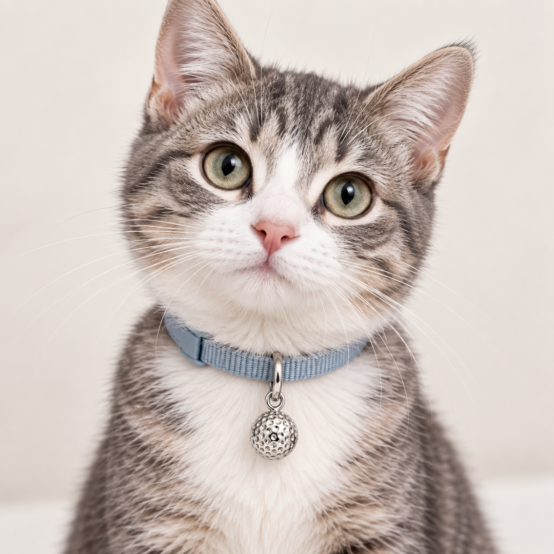 Sterling Silver Golf Ball Chime Pendant for Kitten or Cat Collar – 0.75 Inch Diameter