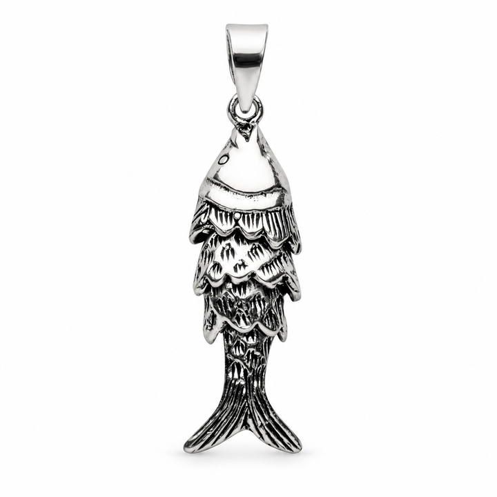 Sterling Silver Articulated Moving Fish Pendant – Detailed 1.25 Inch Swimming Fish Charm