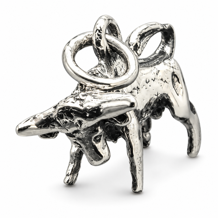 Sterling Silver Bull Pendant – Petite Taurus Zodiac and Farm Animal Charm – 1/2 Inch