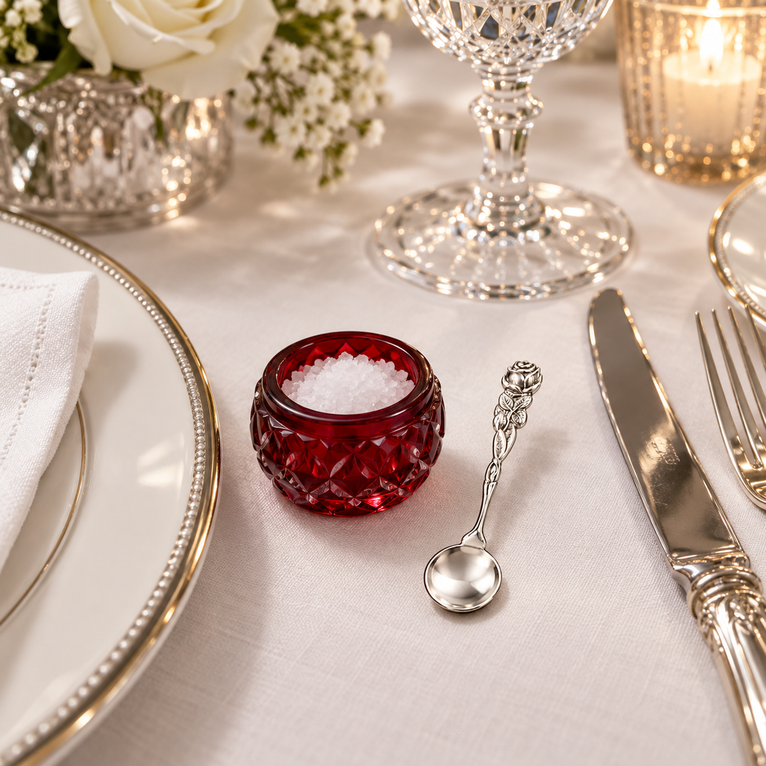 Sterling Silver Rose Salt Spoon – 2.5 Inch Floral Miniature Spoon for Salt Cellars, Spices, Condiments and Collectors