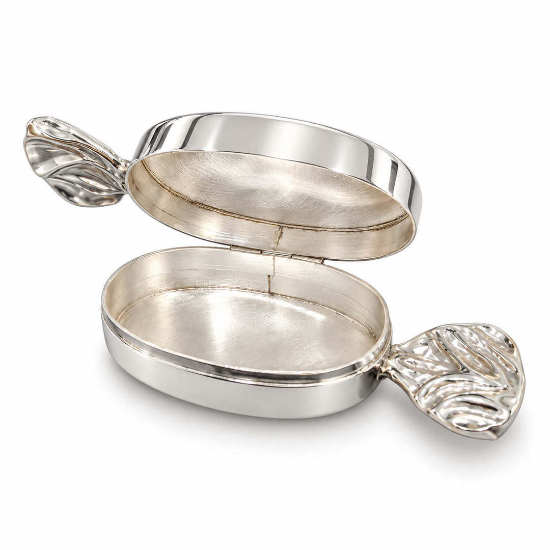 Handmade Sterling Silver Candy-Shaped Keepsake Box with Hinged Lid – 925 Silver Ring, Earring or Trinket Box – 2 3/8 Inches