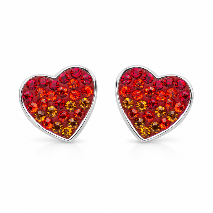 Sterling Silver Ombré Crystal Heart Stud Earrings – 0.4 Inch