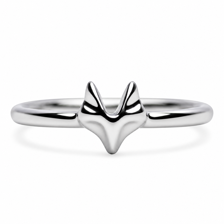 Sterling Silver Forest Fox Ring with Rhodium-Plated Finish
