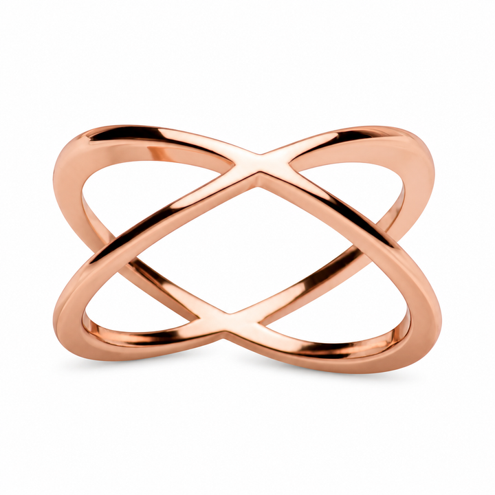 14K Rose Gold-Plated Sterling Silver Crossover Ring – Intertwined Infinity Design