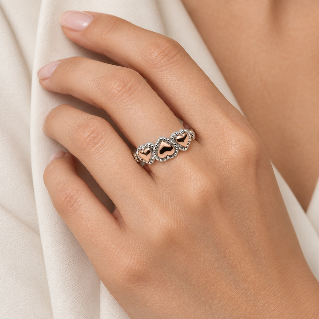 14K Rose Gold Plated Sterling Silver Heart Ring – Romantic Love Symbol