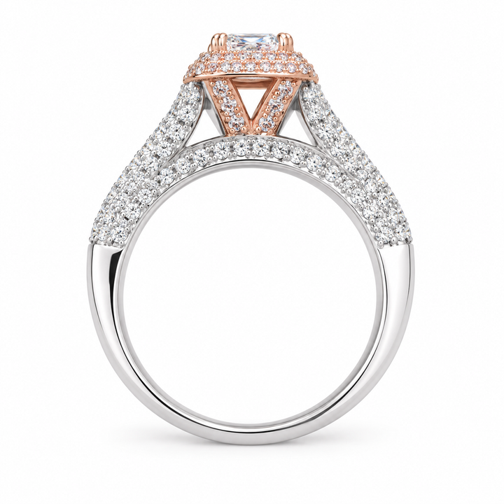 1.06 Carat Emerald-Cut Pink and Clear CZ Ring in Rose Gold-Plated Sterling Silver