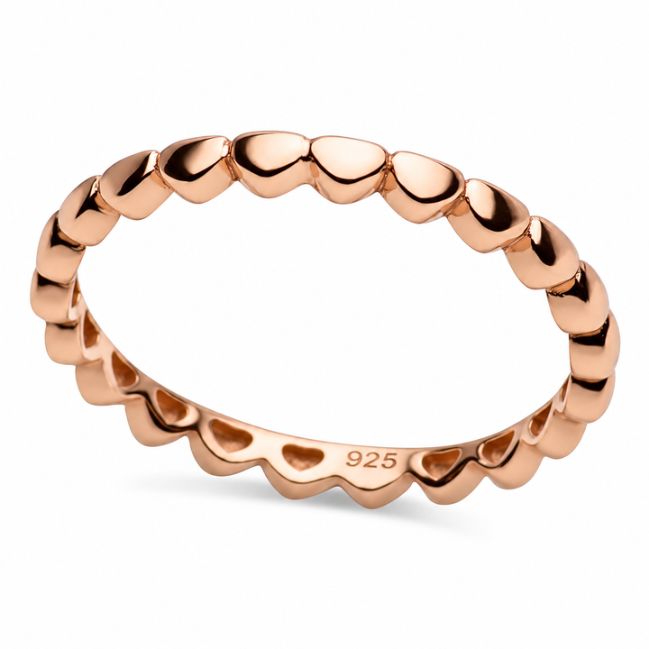 2.4 mm 14K Rose Gold-Plated Sterling Silver Heart Eternity Ring