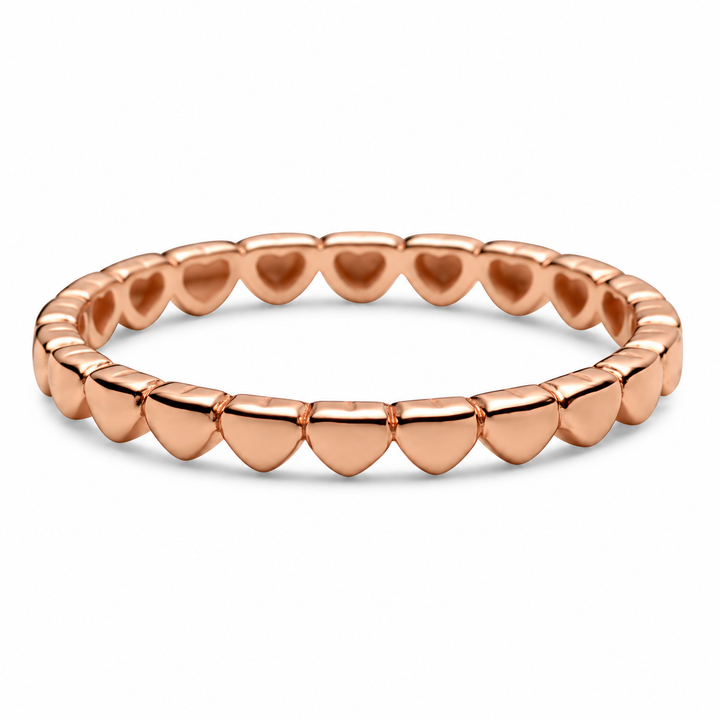 2.4 mm 14K Rose Gold-Plated Sterling Silver Heart Eternity Ring