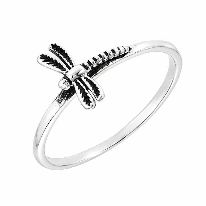 Dainty Sterling Silver Dragonfly Ring – Symbolic Nature-Inspired Band