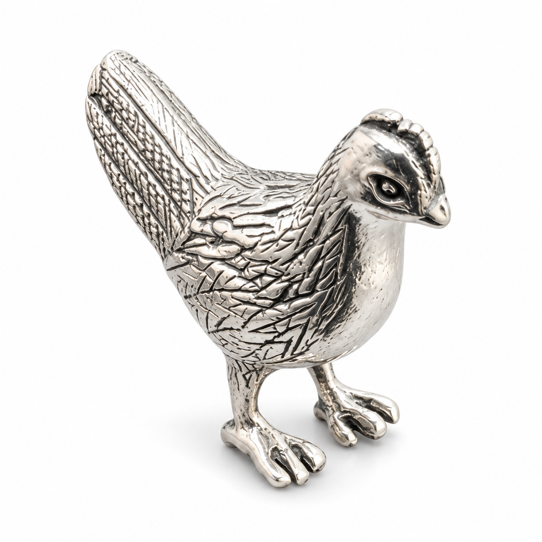 Sterling Silver Hen Figurine Miniature – 0.85 Inch, 0.25 Troy Ounce
